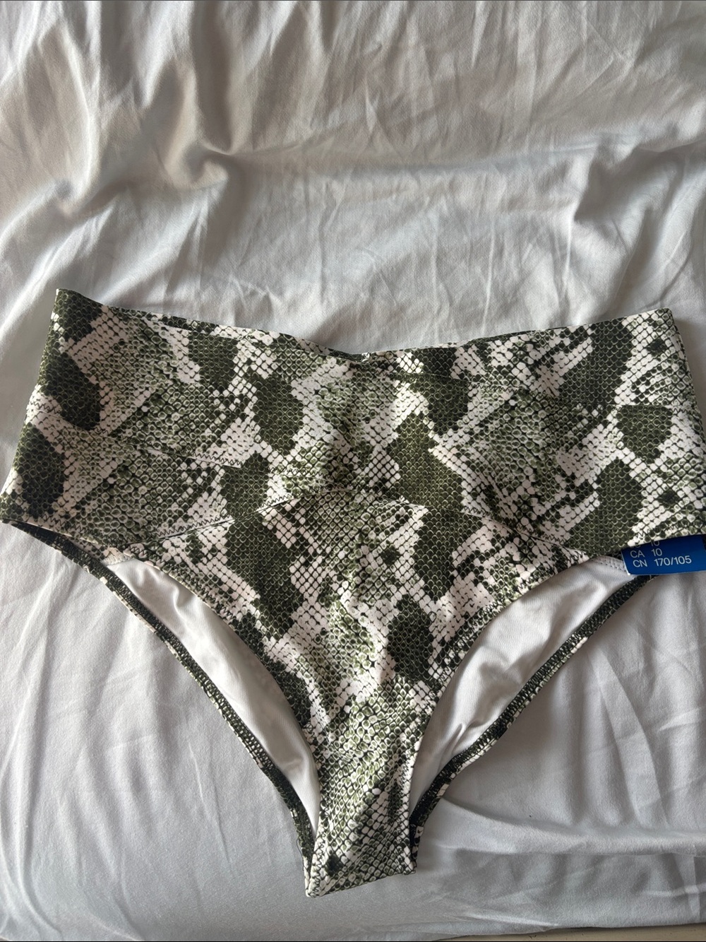 H&M Green Snake Print High-Waist Bikini Bottoms